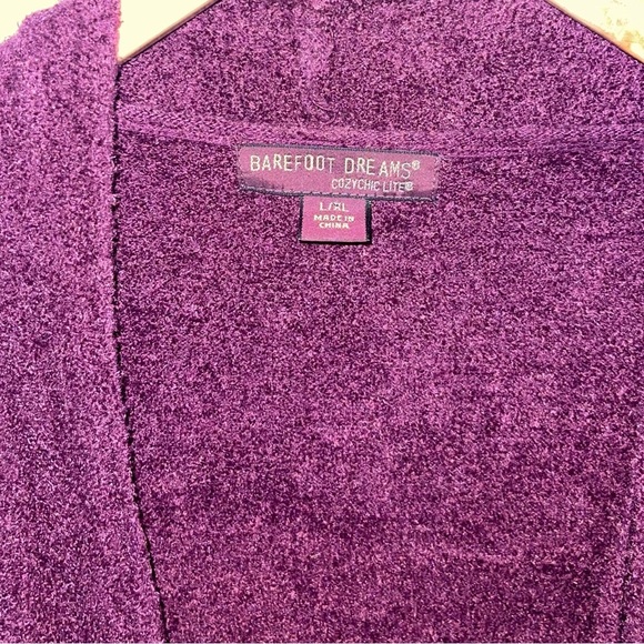 Barefoot Dreams‎ Wrap Cardigan Sweater Women's Size L/XL Burgundy CozyChic Lite - Picture 8 of 9